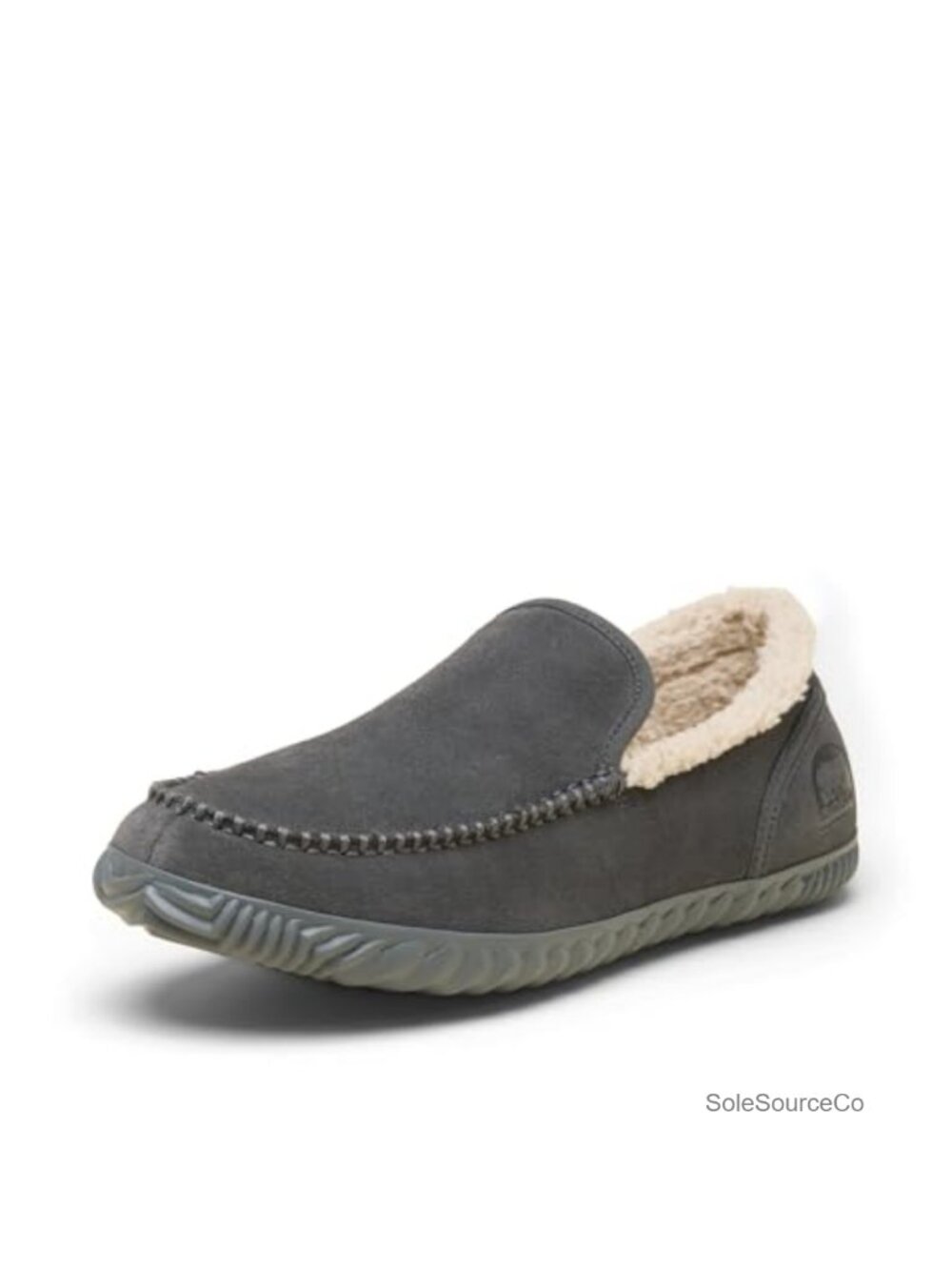 Suede Moc Toe Slippers Faux Fur Lined Rubber Sole